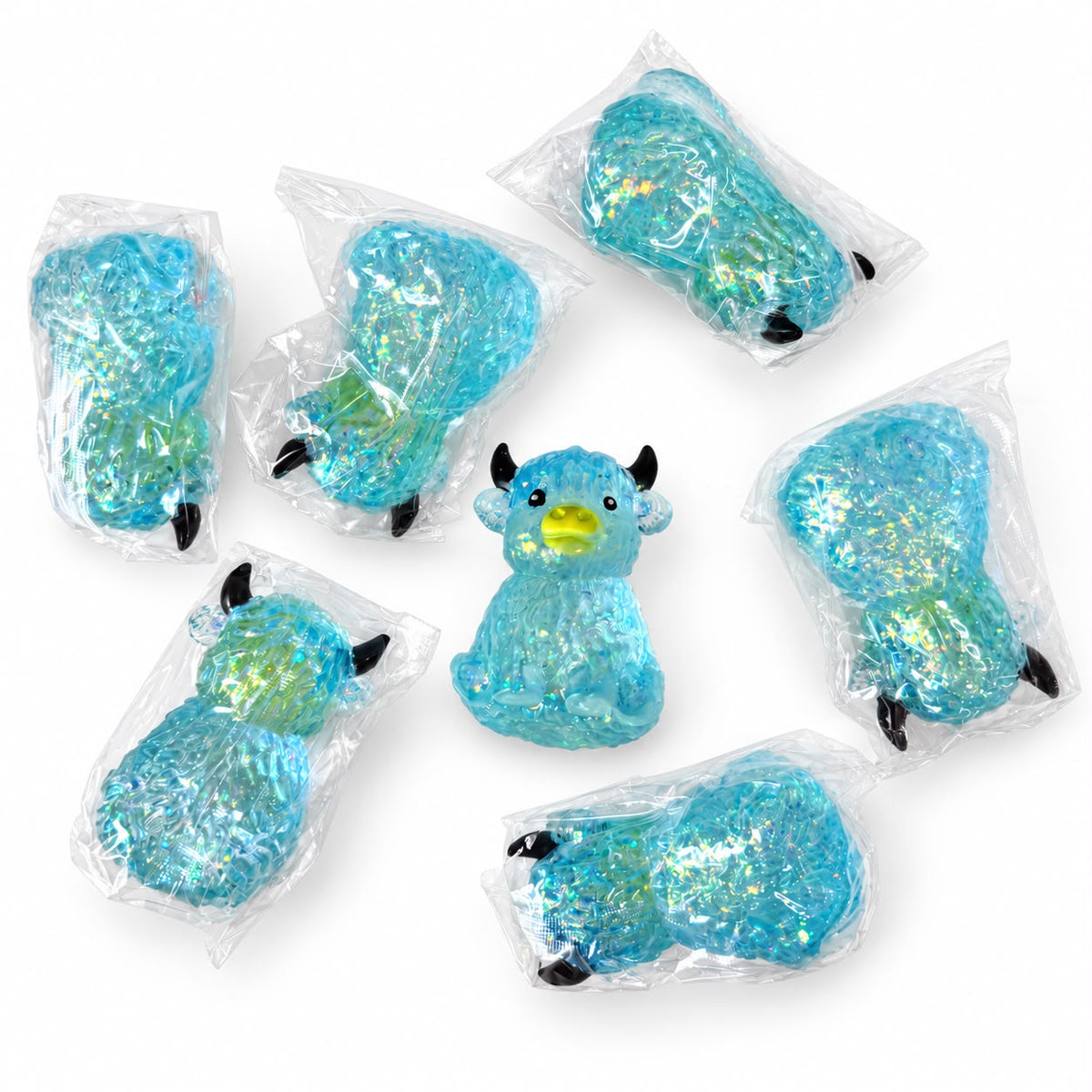 Blue Glitter Highland Cow Squishy