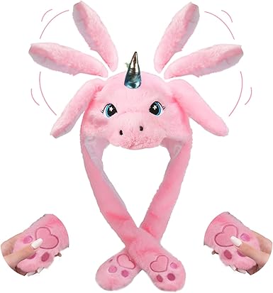 LED Movable-Ear Pink Unicorn Hat